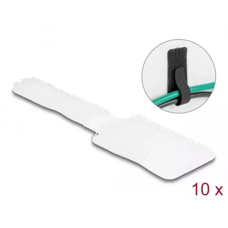 Sujetacables mini de velcro DeLOCK L 90 mm x An 24 mm autoadhesivo 10 uds. blanco
