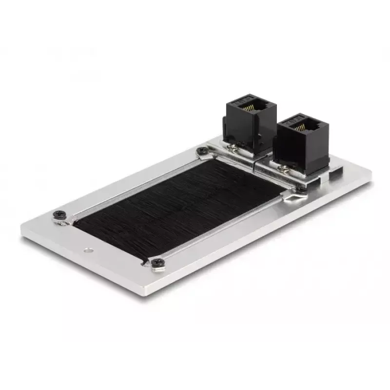 Pasacables DeLOCK con cepillo y 2 módulos Keystone RJ45 Cat.6 aluminio