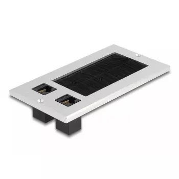 Pasacables DeLOCK con cepillo y 2 módulos Keystone RJ45 Cat.6 aluminio