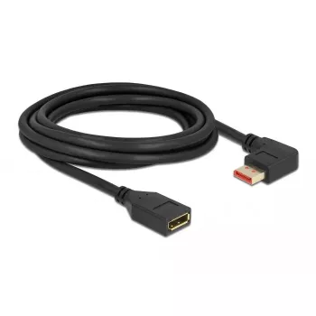 Cable alargador DisplayPort DeLOCK 87076 3 m 8K 60 Hz conector macho 90° acodado a la izquierda a conector hembra