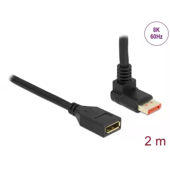 Cable alargador DisplayPort DeLOCK acodado 90° hacia arriba 8K 60 Hz 2 m