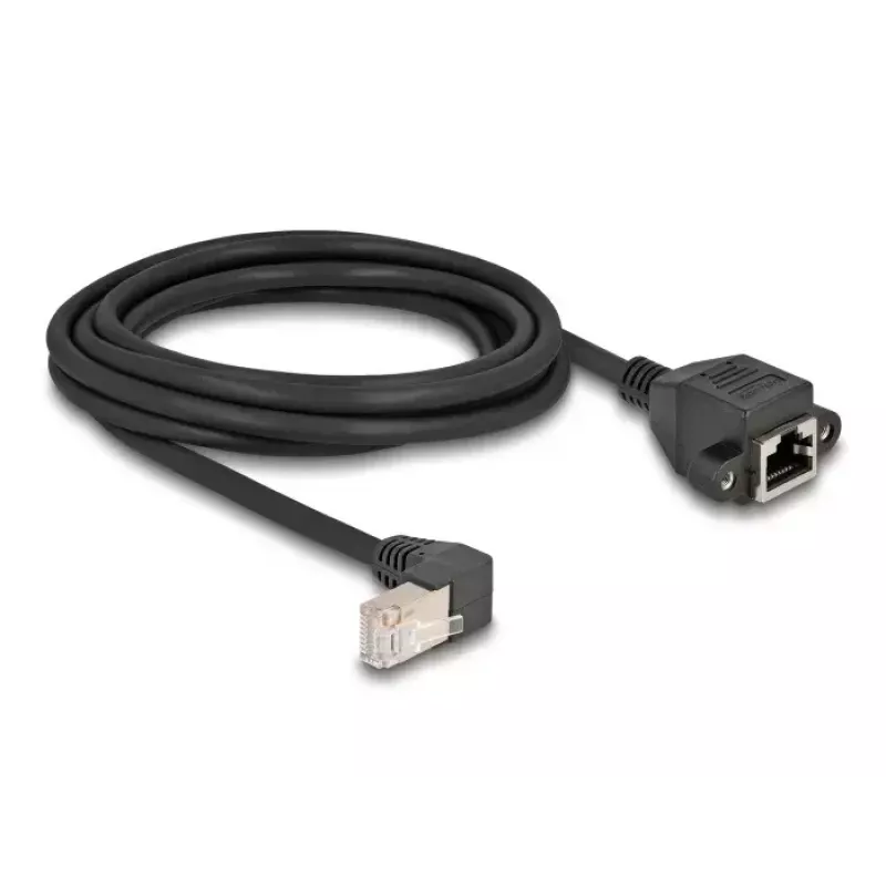 Cable alargador de red DeLOCK S/FTP RJ45 acodado 90° a RJ45 Cat.6A 3 m negro