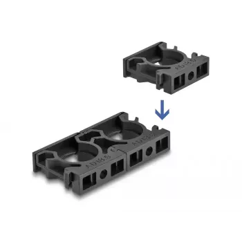 Delock 60482 Soporte para tubo de cables con clip de bloqueo, 13 mm, 8 uds., negro