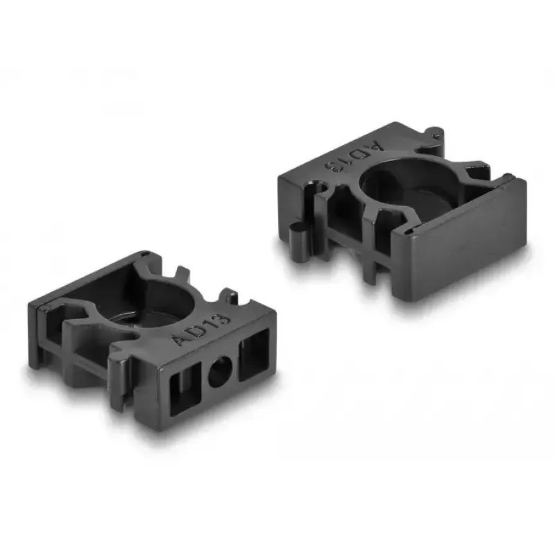 Delock 60482 Soporte para tubo de cables con clip de bloqueo, 13 mm, 8 uds., negro