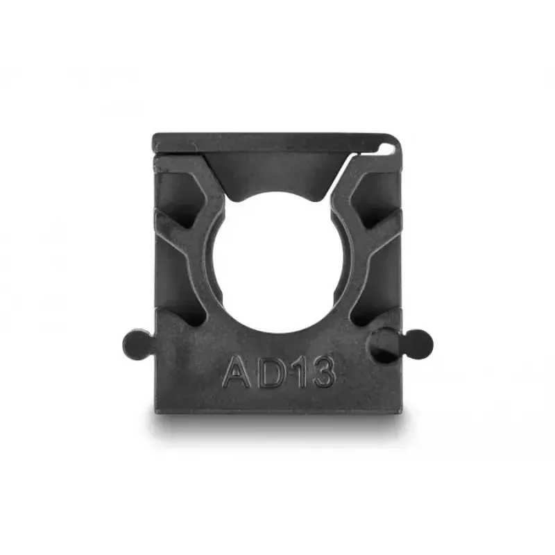Delock 60482 Soporte para tubo de cables con clip de bloqueo, 13 mm, 8 uds., negro