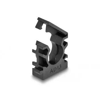Delock 60482 Soporte para tubo de cables con clip de bloqueo, 13 mm, 8 uds., negro