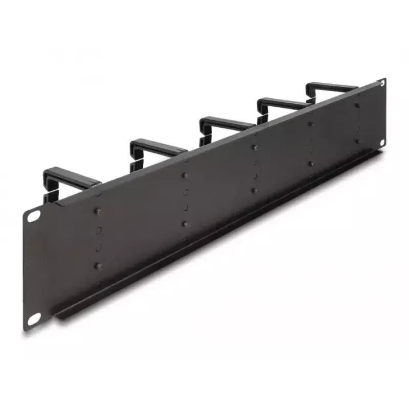 Panel de gestión de cables DeLOCK 19 pulgadas 66917 2U negro con 10 ganchos