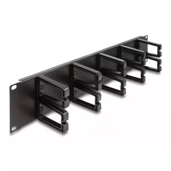 Panel de gestión de cables DeLOCK 19 pulgadas 66917 2U negro con 10 ganchos