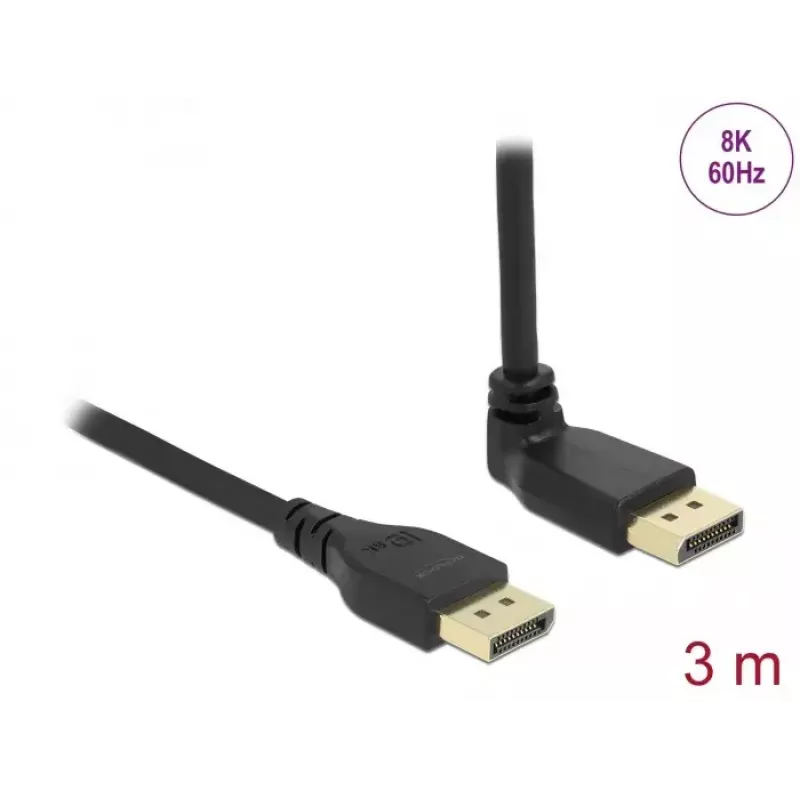 Cable DELOCK DisplayPort 3 m, DisplayPort a DisplayPort, 5,7 mm de diámetro, compatible con hasta 32 canales de audio
