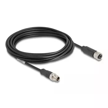 Cable de red DeLOCK M12 X-codificado 8 polos conector macho a conector hembra Cat5e 5 m negro