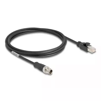Cable de red DeLOCK M12 X-codificado 8 polos conector macho a conector macho RJ45 Cat5e 2 m negro