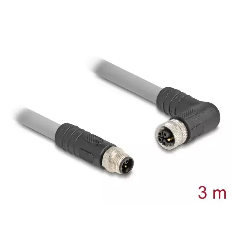 Cable de sensor/actuador DeLOCK 3 m RST M12 gris 80544