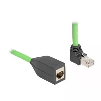Cable de red DeLOCK RJ45 Cat.6A conector macho acodado hacia arriba a conector hembra 2m verde