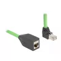 Cable de red DeLOCK RJ45 Cat.6A conector macho acodado hacia arriba a conector hembra 2m verde