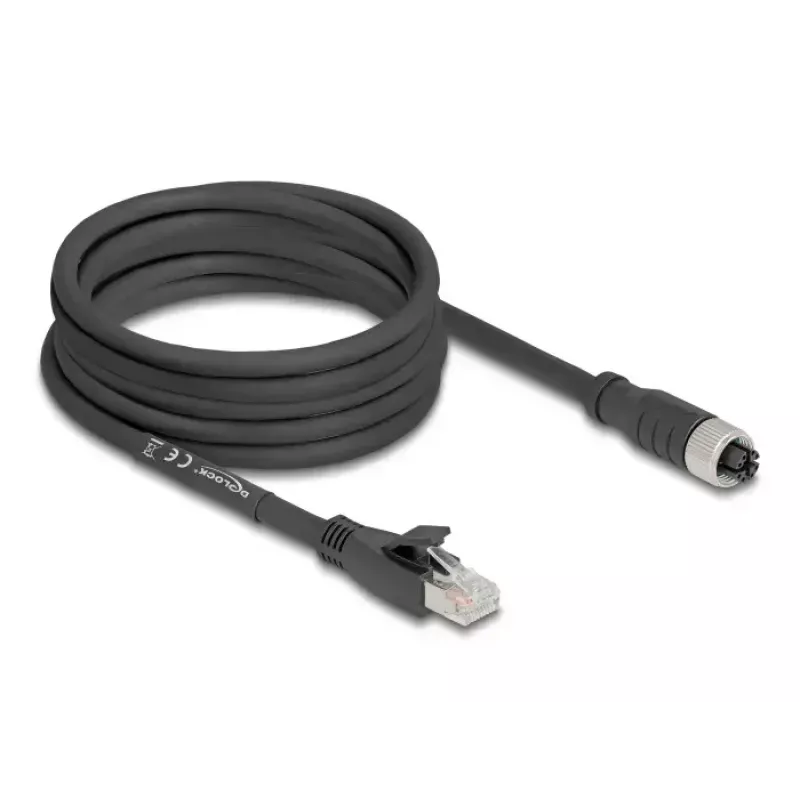 Cable de red DeLOCK 80594 M12 a RJ-45 Cat5e 5m negro