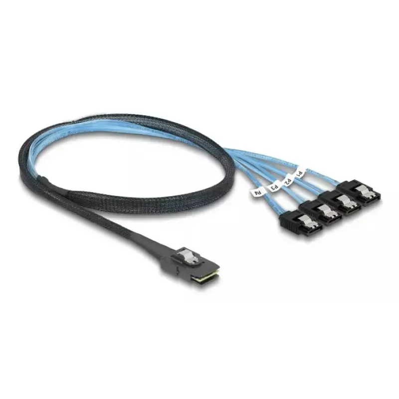 Tarjeta adaptadora DELOCK interna M.2 a Mini-SAS 64260, host M.2, salida Mini-SAS, JMicron JMB585, negra, LED