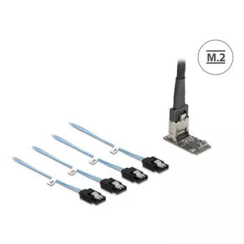Tarjeta adaptadora DELOCK interna M.2 a Mini-SAS 64260, host M.2, salida Mini-SAS, JMicron JMB585, negra, LED