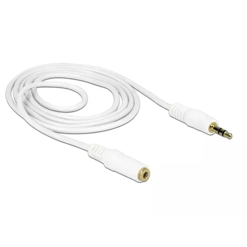 Cable de audio 3,5 mm conector macho a conector hembra DeLOCK 83765 1m blanco