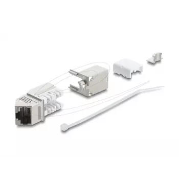 Delock 90937 Módulo Keystone de RJ45 a LSA Cat.6A, acodado a 45 grados, blindado, salida de cable a 90 grados, sin herramientas