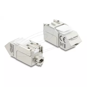 Delock 90937 Módulo Keystone de RJ45 a LSA Cat.6A, acodado a 45 grados, blindado, salida de cable a 90 grados, sin herramientas