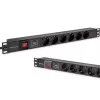 Regleta de enchufes para RACK 19 1U QOLTEC PDU 16A 6xSCHUKO 1,8m