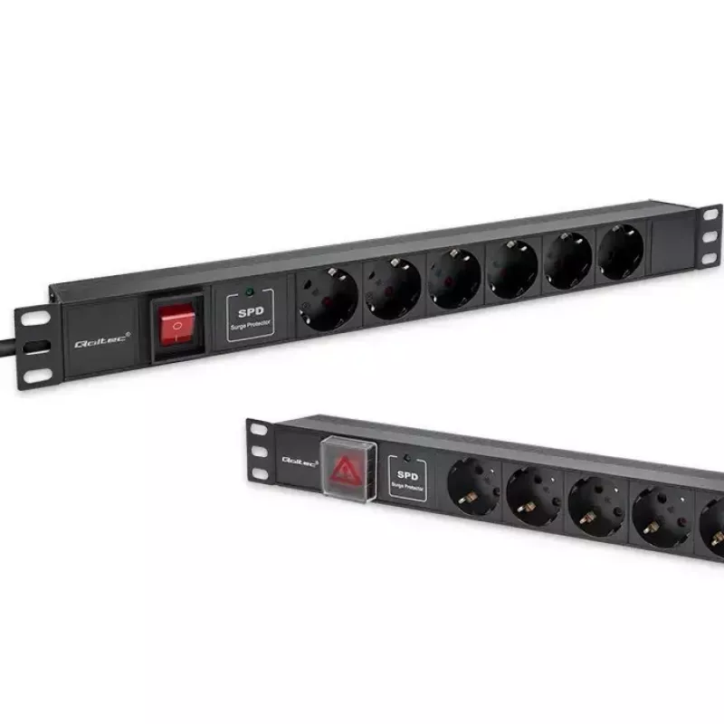 Regleta de enchufes para RACK 19 1U QOLTEC PDU 16A 6xSCHUKO 1,8m