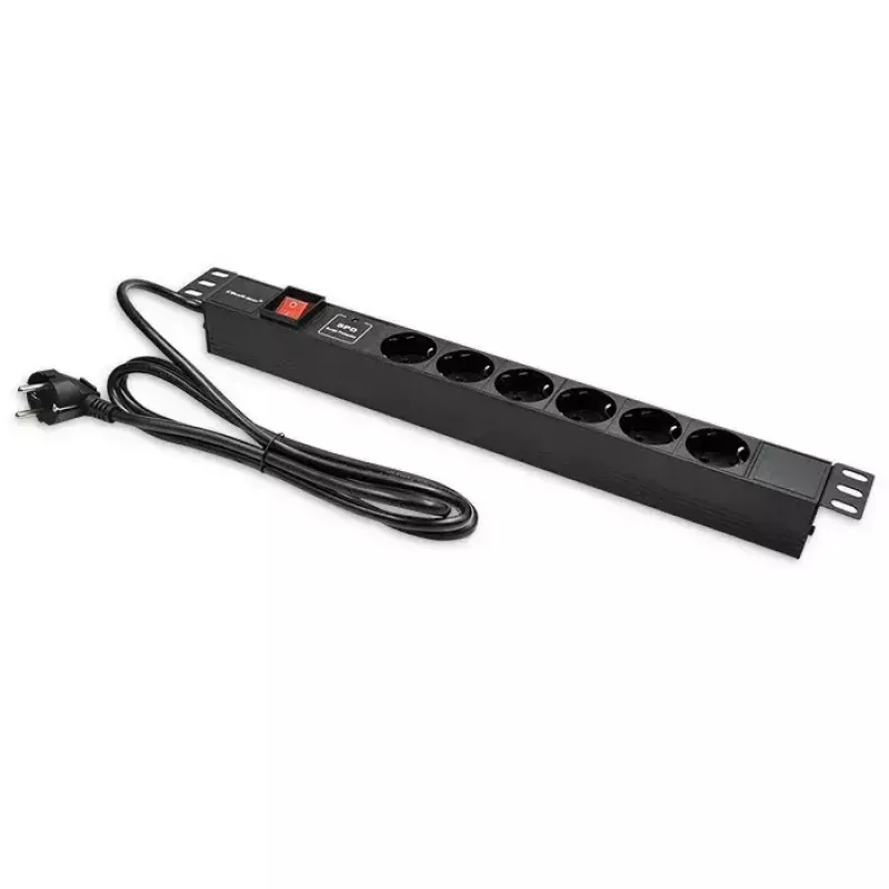 Regleta de enchufes para RACK 19 1U QOLTEC PDU 16A 6xSCHUKO 1,8m