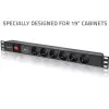 Regleta de enchufes para RACK 19 1U QOLTEC PDU 16A 6xSCHUKO 1,8m