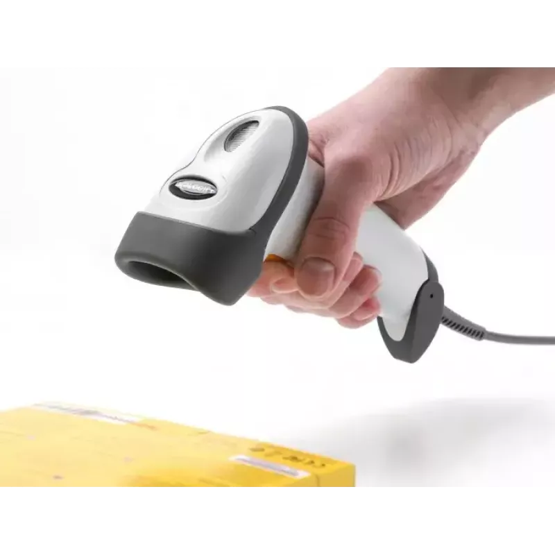 DeLOCK lector de códigos de barras USB 1D láser gris claro de mano con cable RJ-50