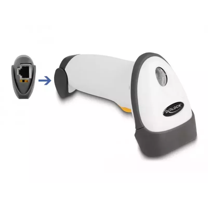 DeLOCK lector de códigos de barras USB 1D láser gris claro de mano con cable RJ-50