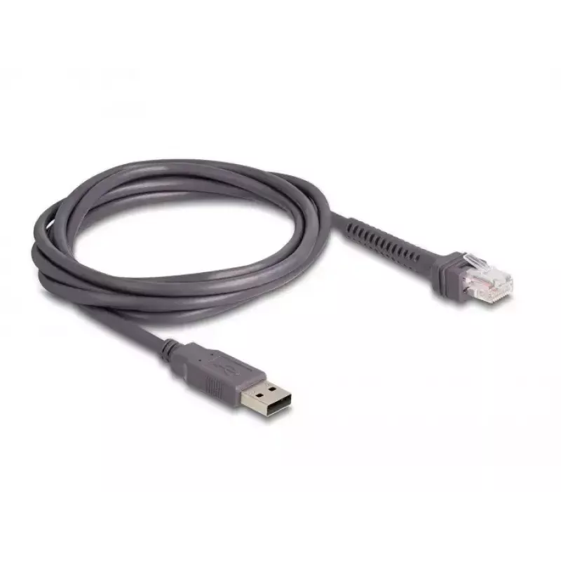 DeLOCK lector de códigos de barras USB 1D láser gris claro de mano con cable RJ-50