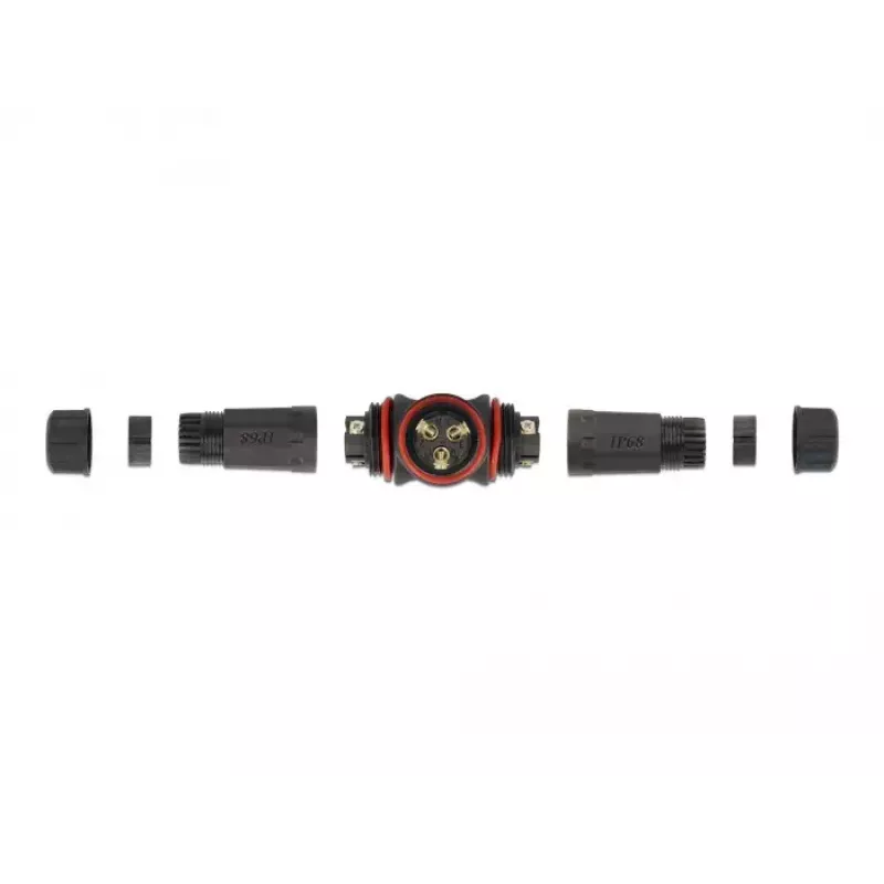 Delock 86917 Conector de cable para exteriores, en forma de T, 3 pines, IP68, tipo tornillo, negro