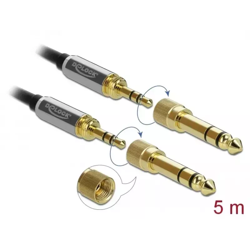 Cable de audio DeLOCK 85788 5 m 3,5 mm negro gris