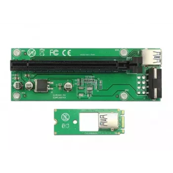 DeLOCK 41428 Tarjeta Riser de M.2 Key B+M a PCIe x16 con cable USB de 30 cm