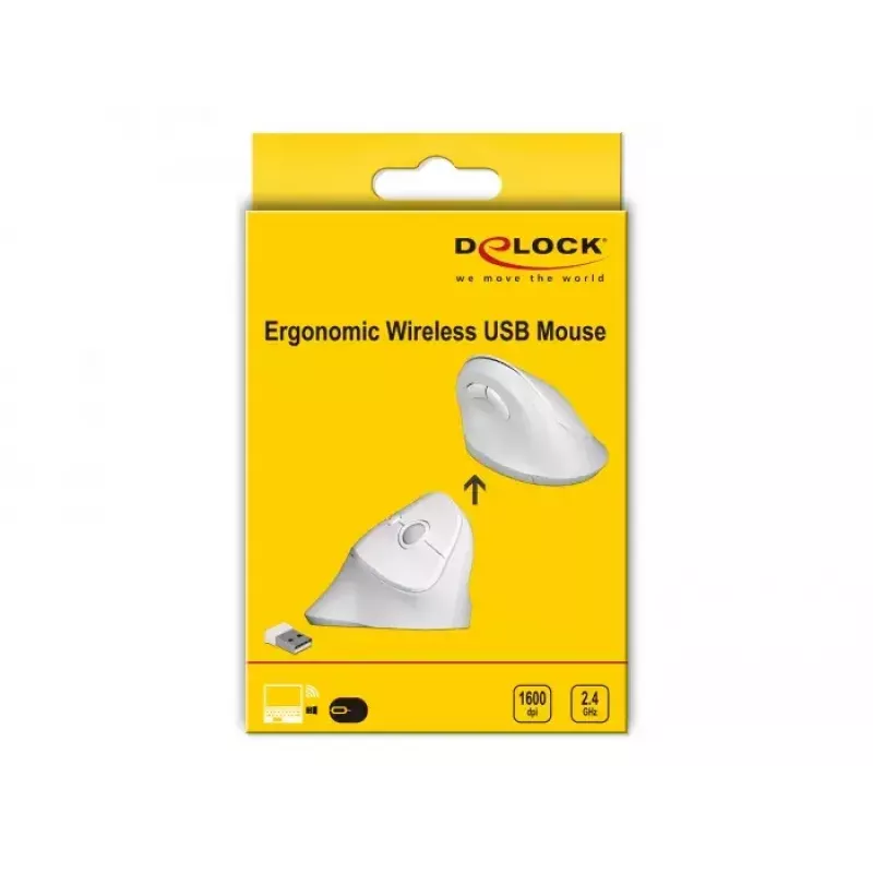 Ratón DeLOCK 12596 Office diestro RF Wireless 1600 DPI