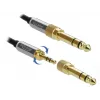 Cable de audio DELOCK 85836 — 1 m, conector macho a conector macho 3,5 mm, contactos dorados, AWG 28, negro