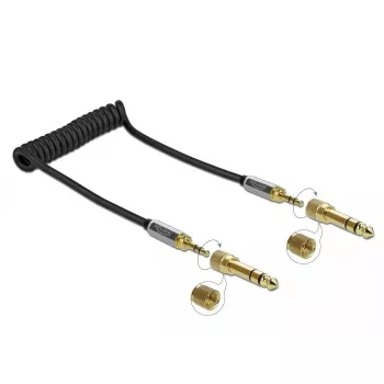Cable de audio DELOCK 85836 — 1 m, conector macho a conector macho 3,5 mm, contactos dorados, AWG 28, negro