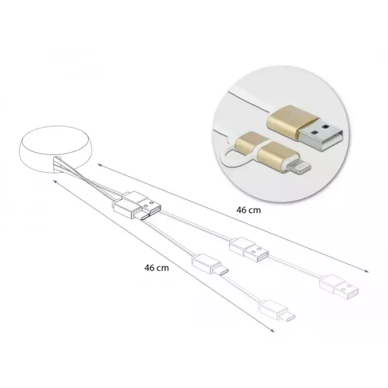 Cable retráctil DeLOCK 85820 USB 2.0 Type-A a Micro-B Lightning