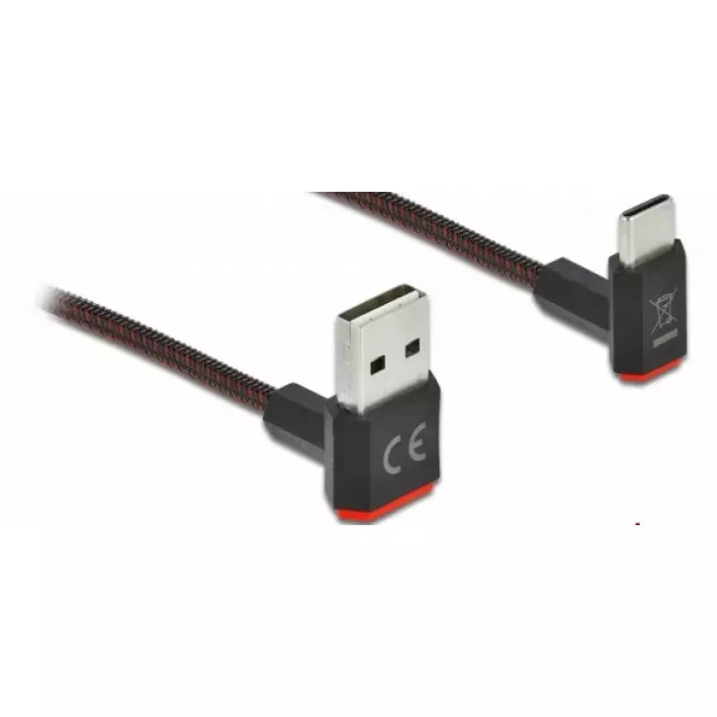 Cable USB DeLOCK EASY-USB 2.0 Type-A macho a Type-C macho acodado 1 m negro