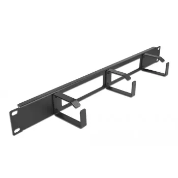 Panel de gestión de cables DeLOCK 19 inch 66657 negro 1U con 2 aberturas y 3 ganchos
