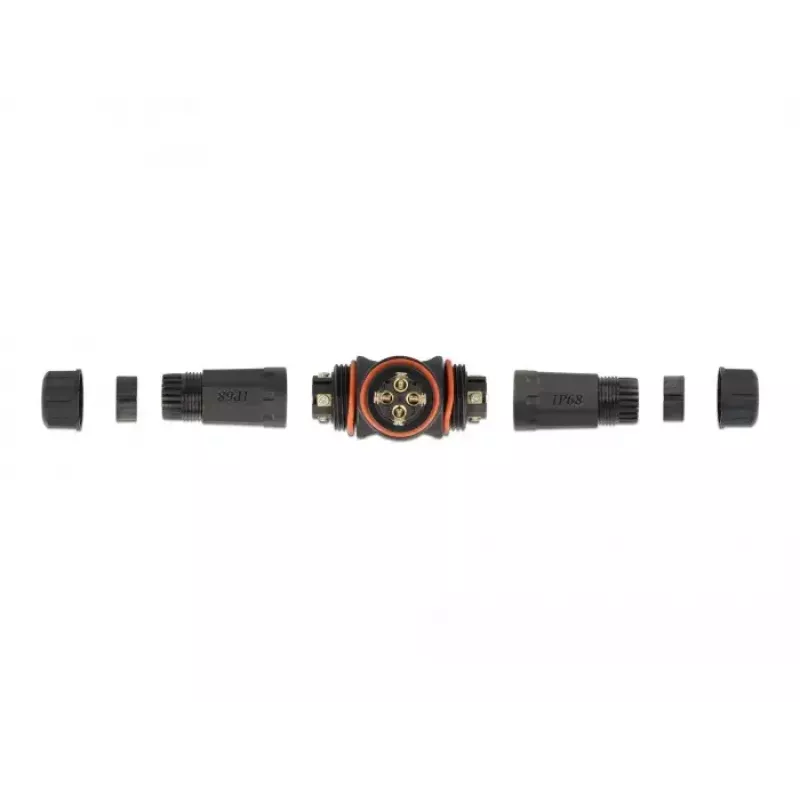 Delock 86918 Conector de cable para exteriores, en forma de T, 4 pines, IP68, tipo tornillo, negro