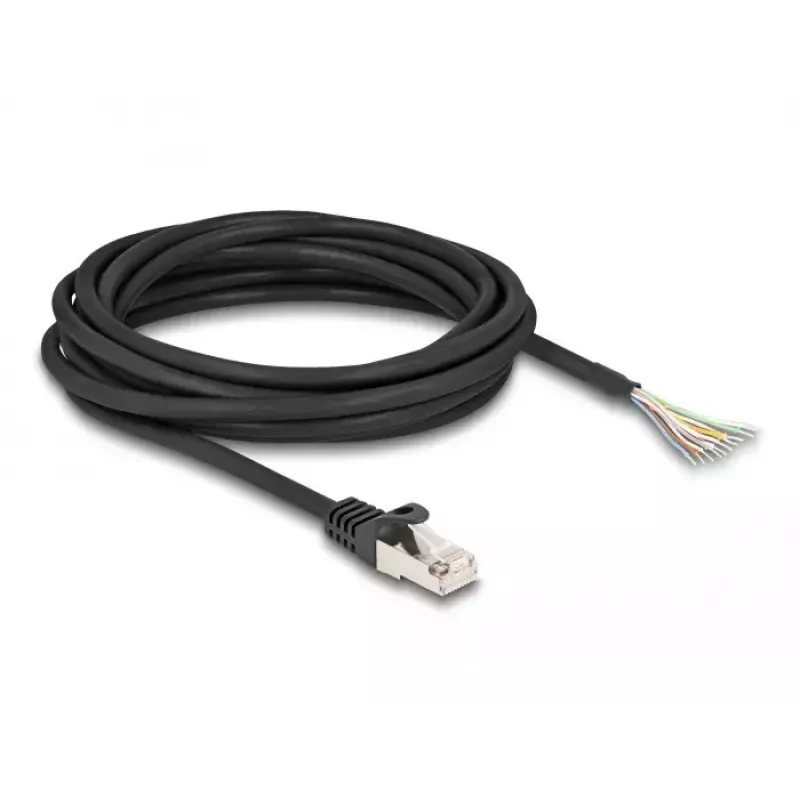 Cable DeLOCK conector macho RJ50 a extremos de cable abiertos S/FTP 5 m negro