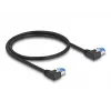 Cable de red DeLOCK RJ45 Cat.6A S/FTP acodado a la izquierda 0,5 m negro