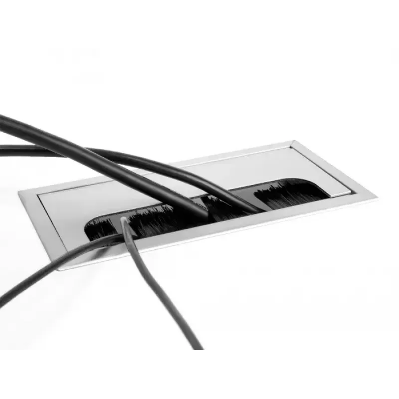 Pasacables DELOCK 66862 para mesa, plateado, 80×280×28 mm