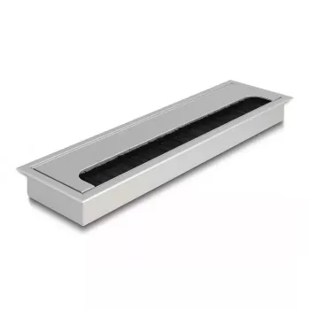 Pasacables DELOCK 66862 para mesa, plateado, 80×280×28 mm
