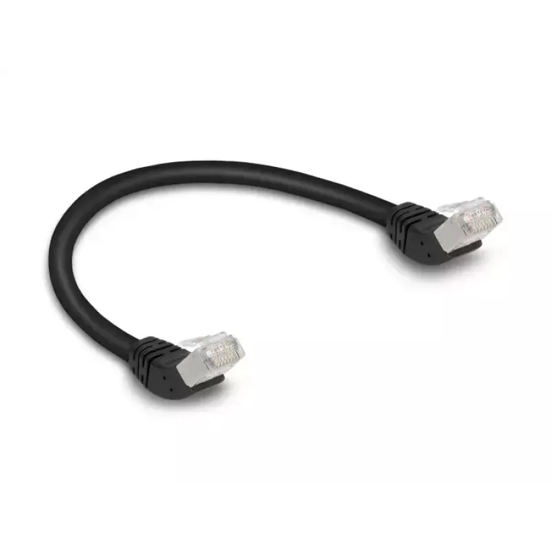 Cable de red DeLOCK RJ45 Cat.6A S/FTP acodado 45° 0,25 m negro
