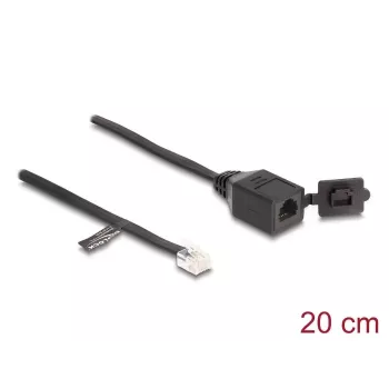 Cable DeLOCK conector macho RJ12 a conector hembra RJ12 20 cm negro