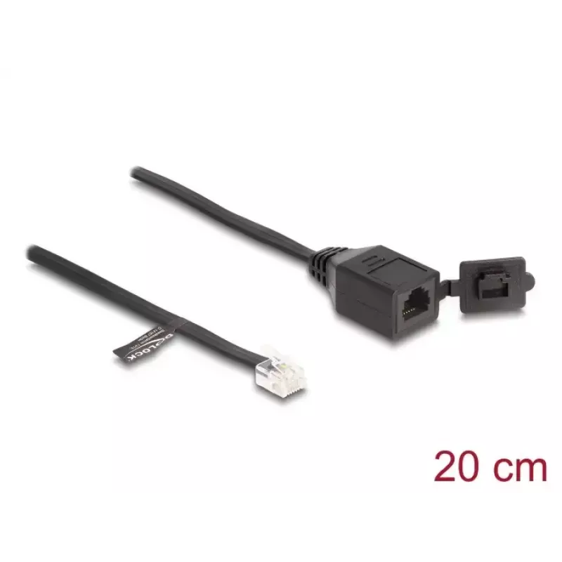 Cable DeLOCK conector macho RJ12 a conector hembra RJ12 20 cm negro