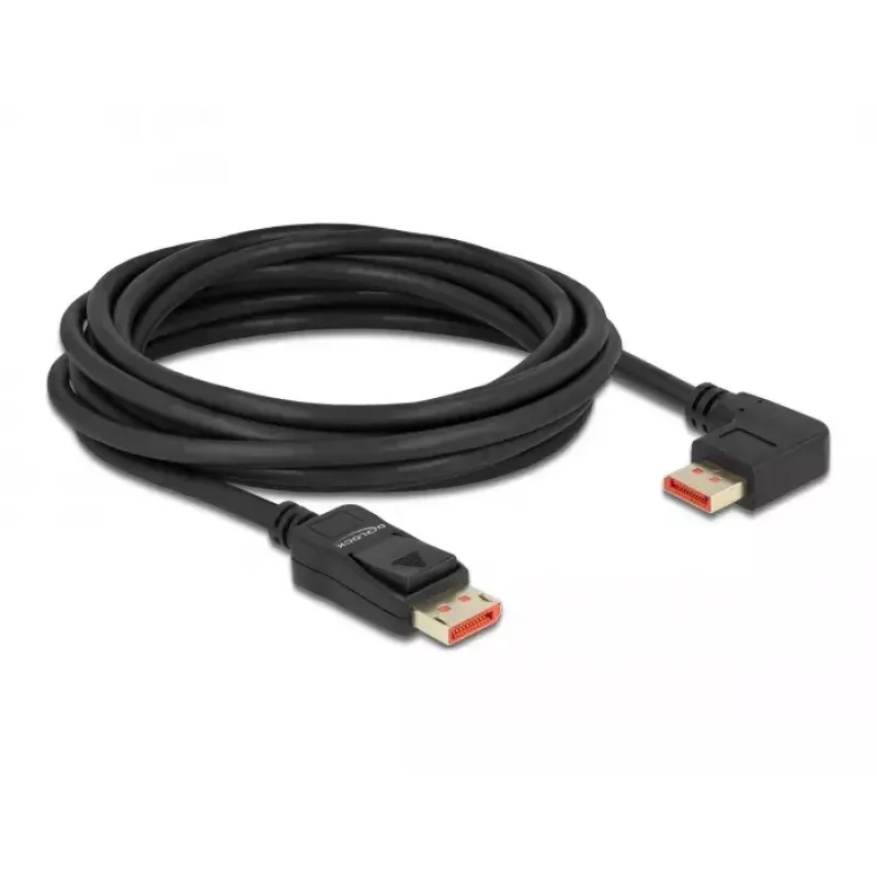 Cable DisplayPort DeLOCK 87049 5 m conector macho recto a conector macho 90° acodado a la izquierda 8K 60 Hz