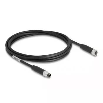 Cable DeLOCK M8 de 4 polos codificado A conector macho a conector hembra PUR TPU 2 m